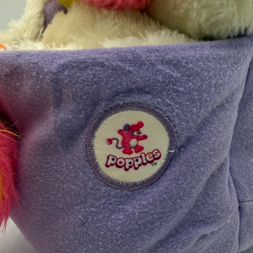 Vintage Popples Plush Bibsy Baby Bib White Mattel Toy 1986 - 12" with Bib, Curls - Picture 7 of 9